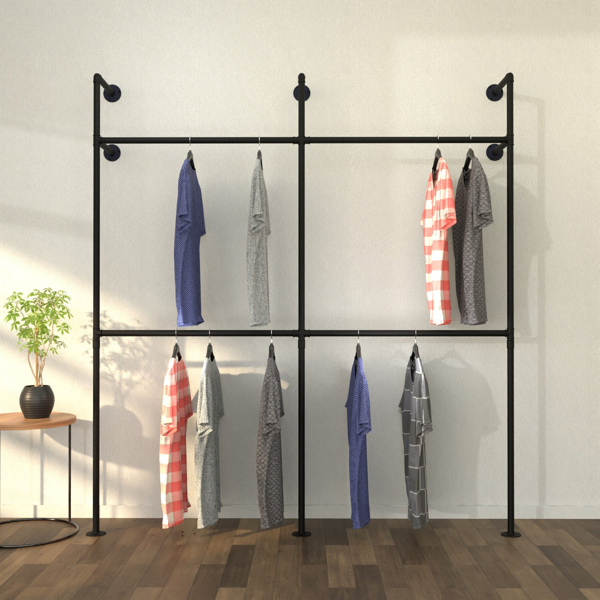 Dual Rack TwinTier Open Wardrobe - Dual Racks with Double-Tiered Design – racksflex