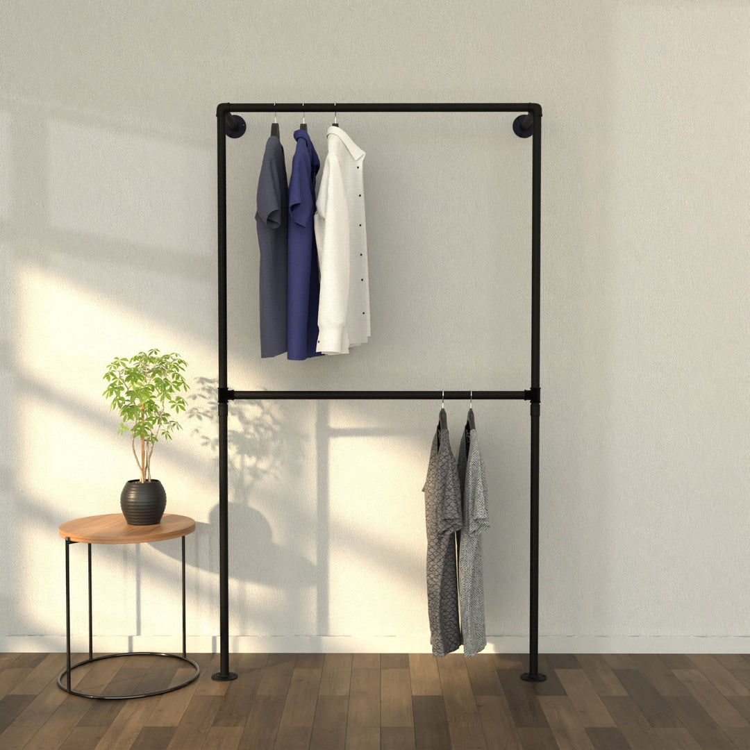 TwinWall wall-mounted double rail clothes rack, epitomizing modern dual design