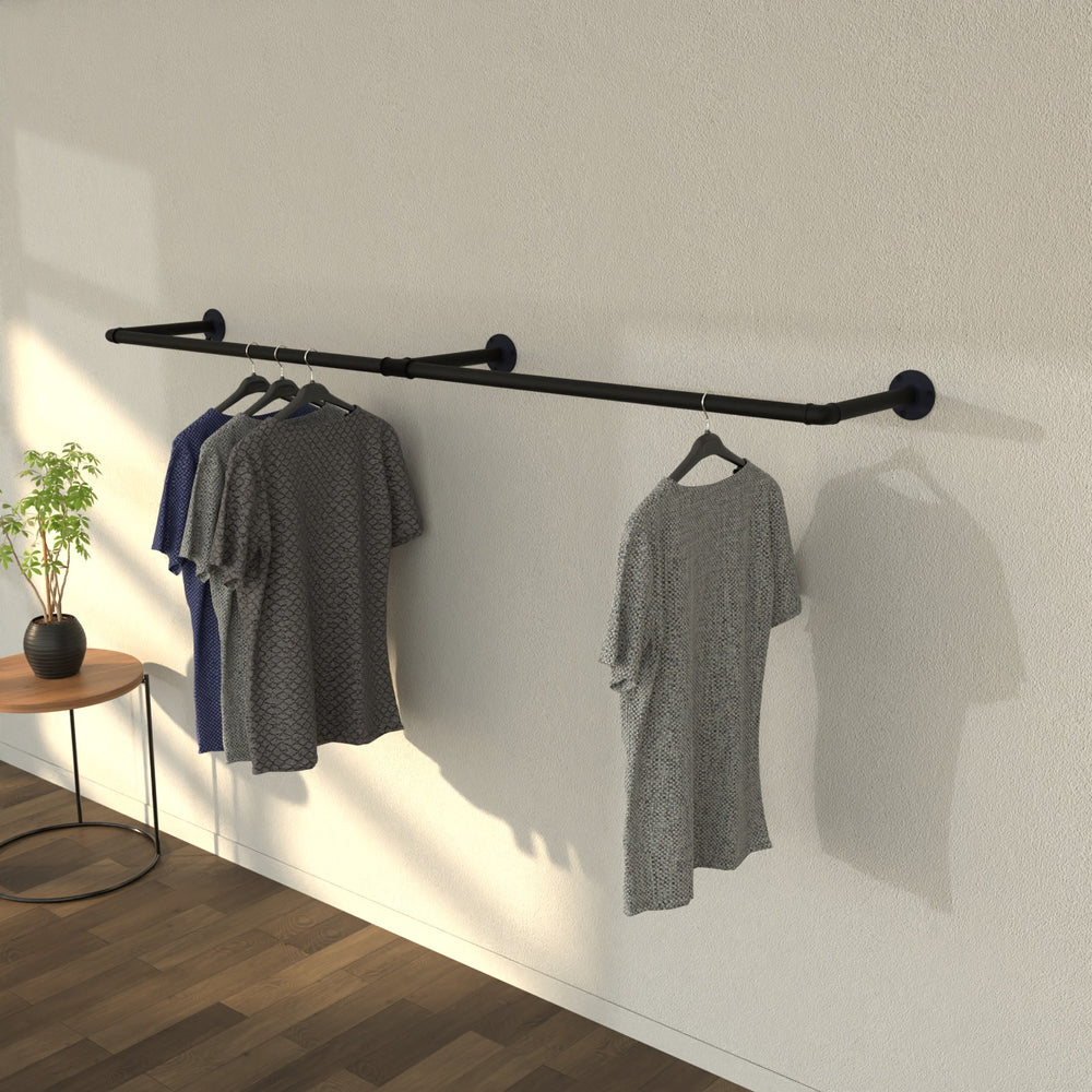 HangScape wall-mounted clothes rail, blending style and function for garment display.