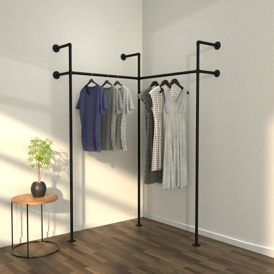 wall-mounted clothing rack showcasing a modern, space-saving design."