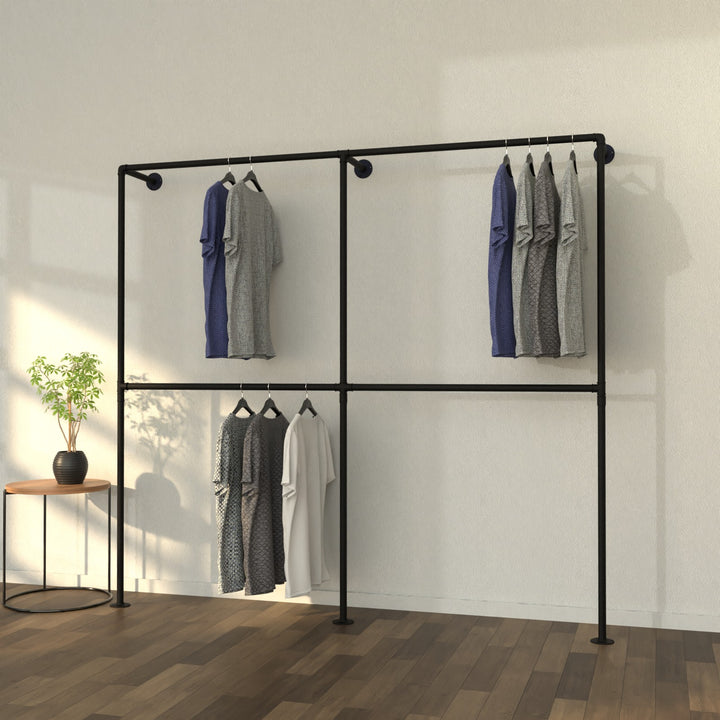 TwinTier open wardrobe featuring two double-tiered racks for versatile storage.