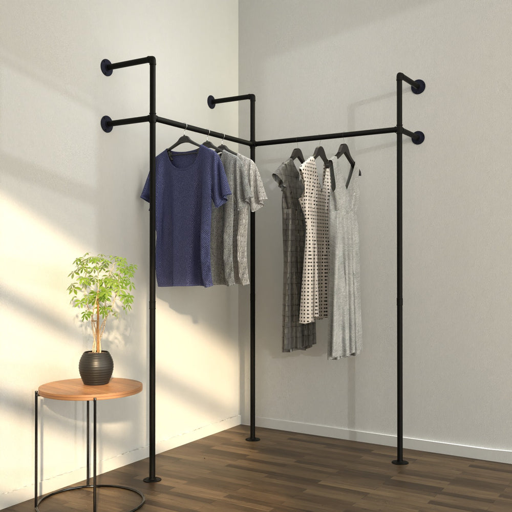 wall-mounted clothing rack showcasing a modern, space-saving design."