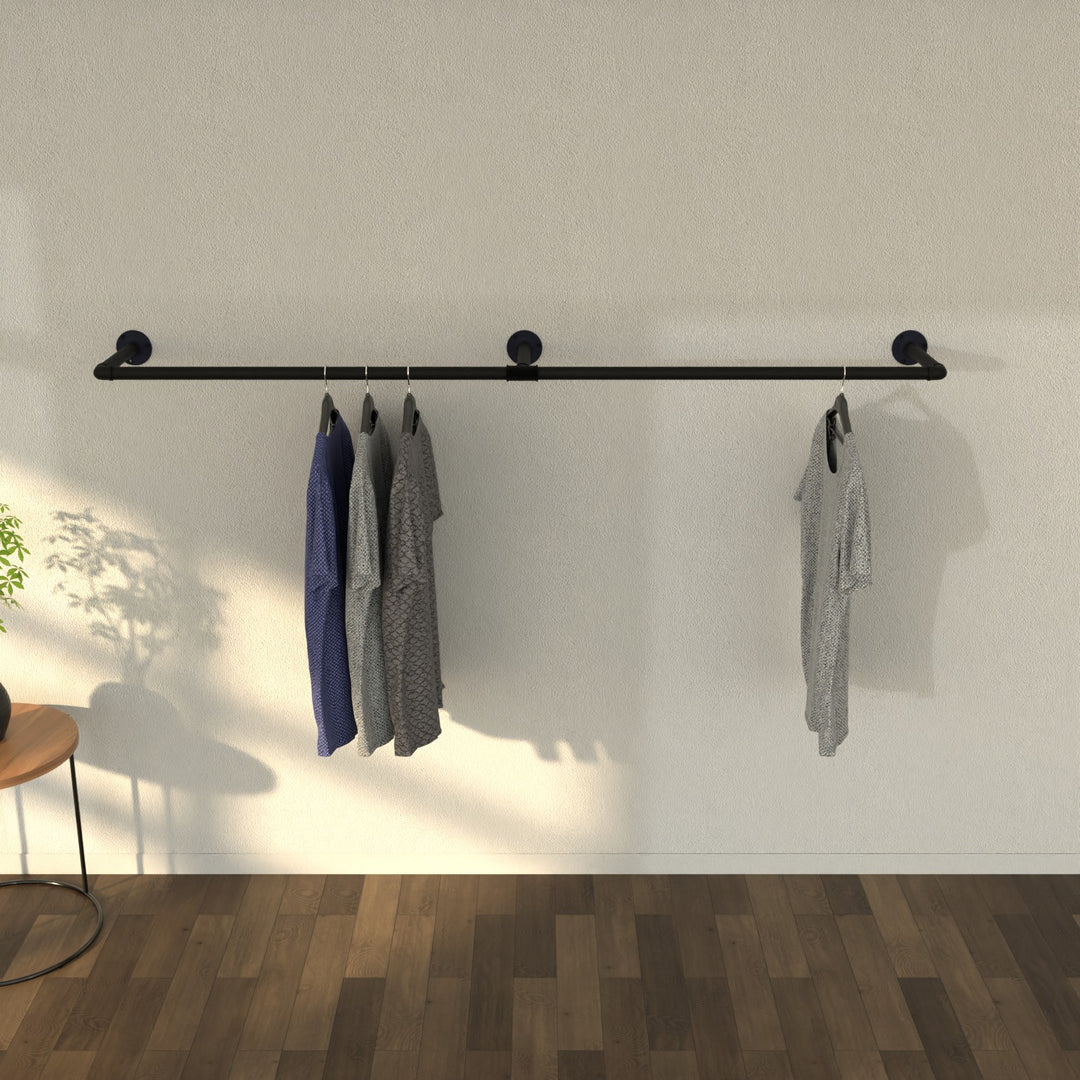 HangScape wall-mounted clothes rail, blending style and function for garment display.