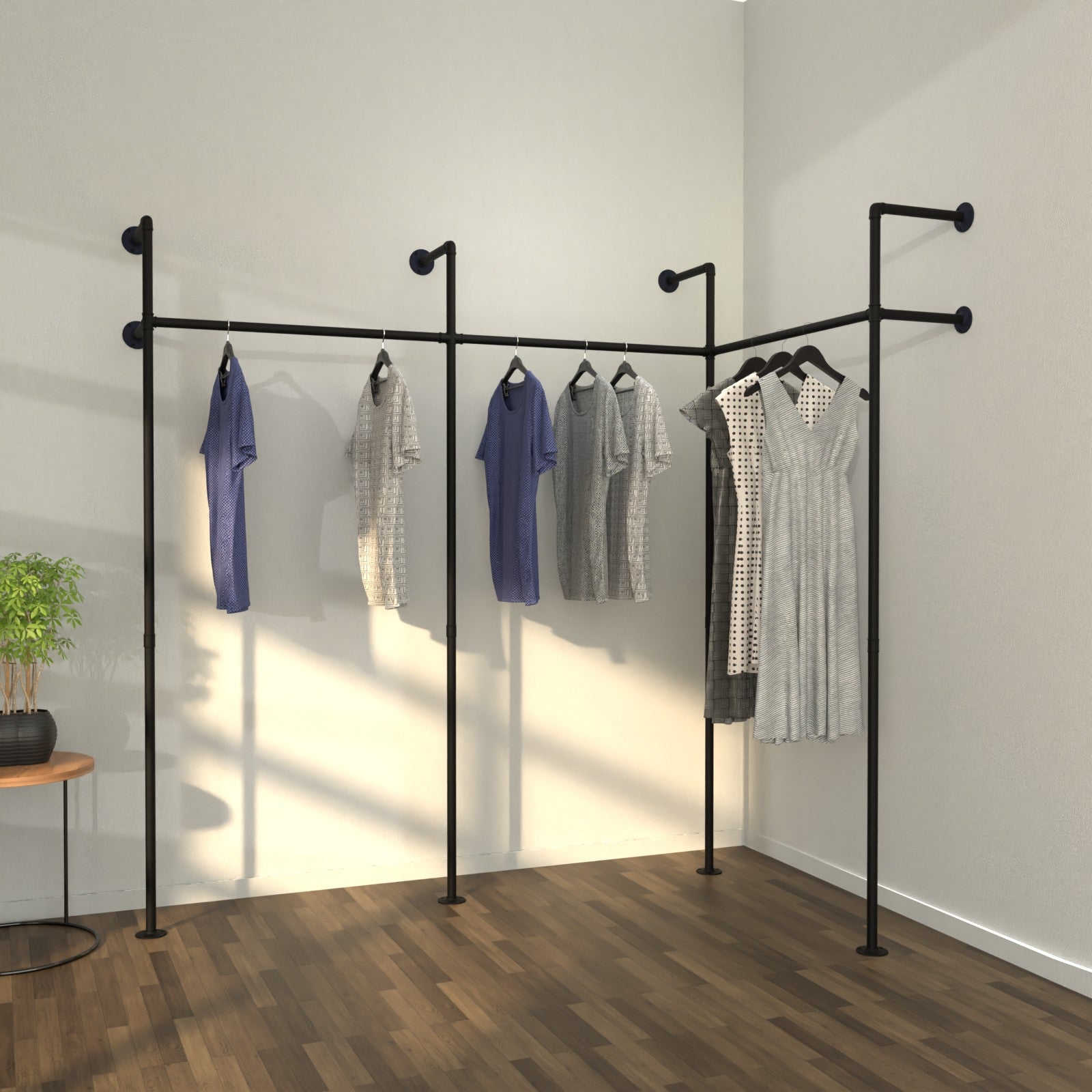 Corner clothes online rack