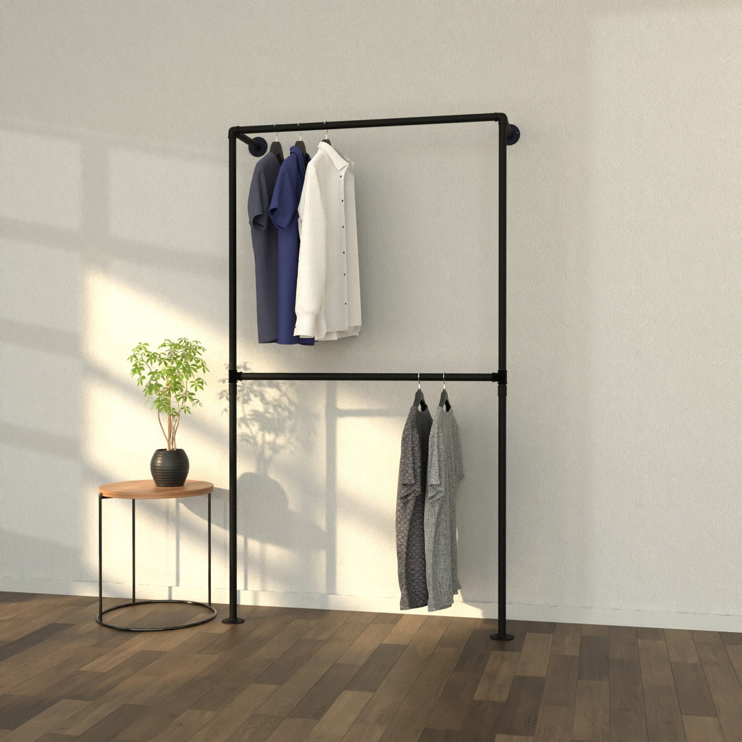 TwinWall wall-mounted double rail clothes rack, epitomizing modern dual design