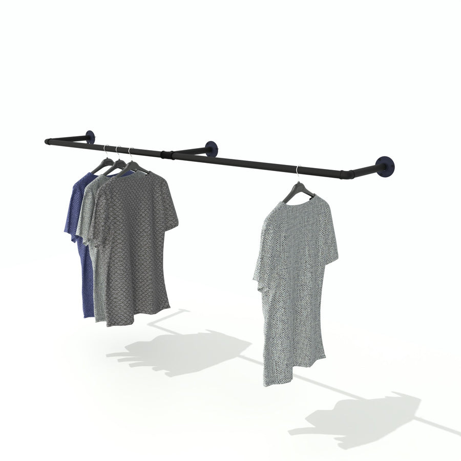 HangScape wall-mounted clothes rail, blending style and function for garment display.