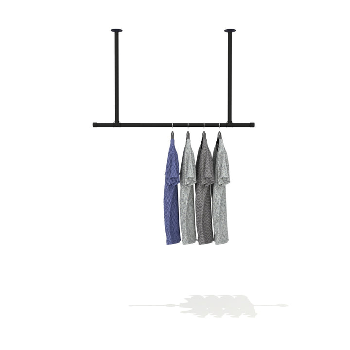 SkyLine ceiling-mounted clothes rail, bringing an elevated touch to wardrobe organization.