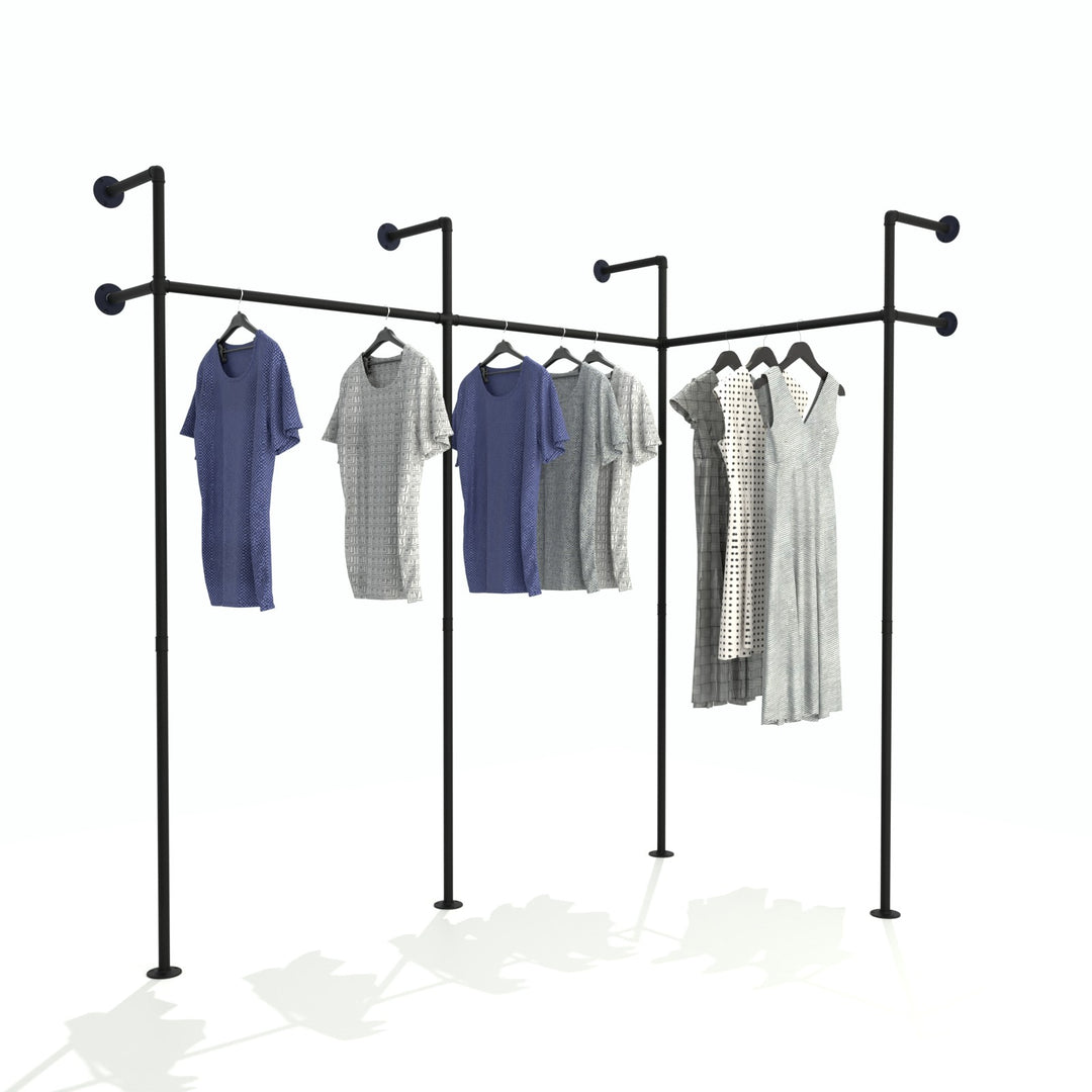 CornerCast corner wall-mounted clothes rack, optimizing space with style.