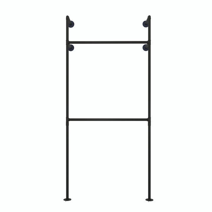 industrial pipe clothing rack showcasing urban minimalistic design