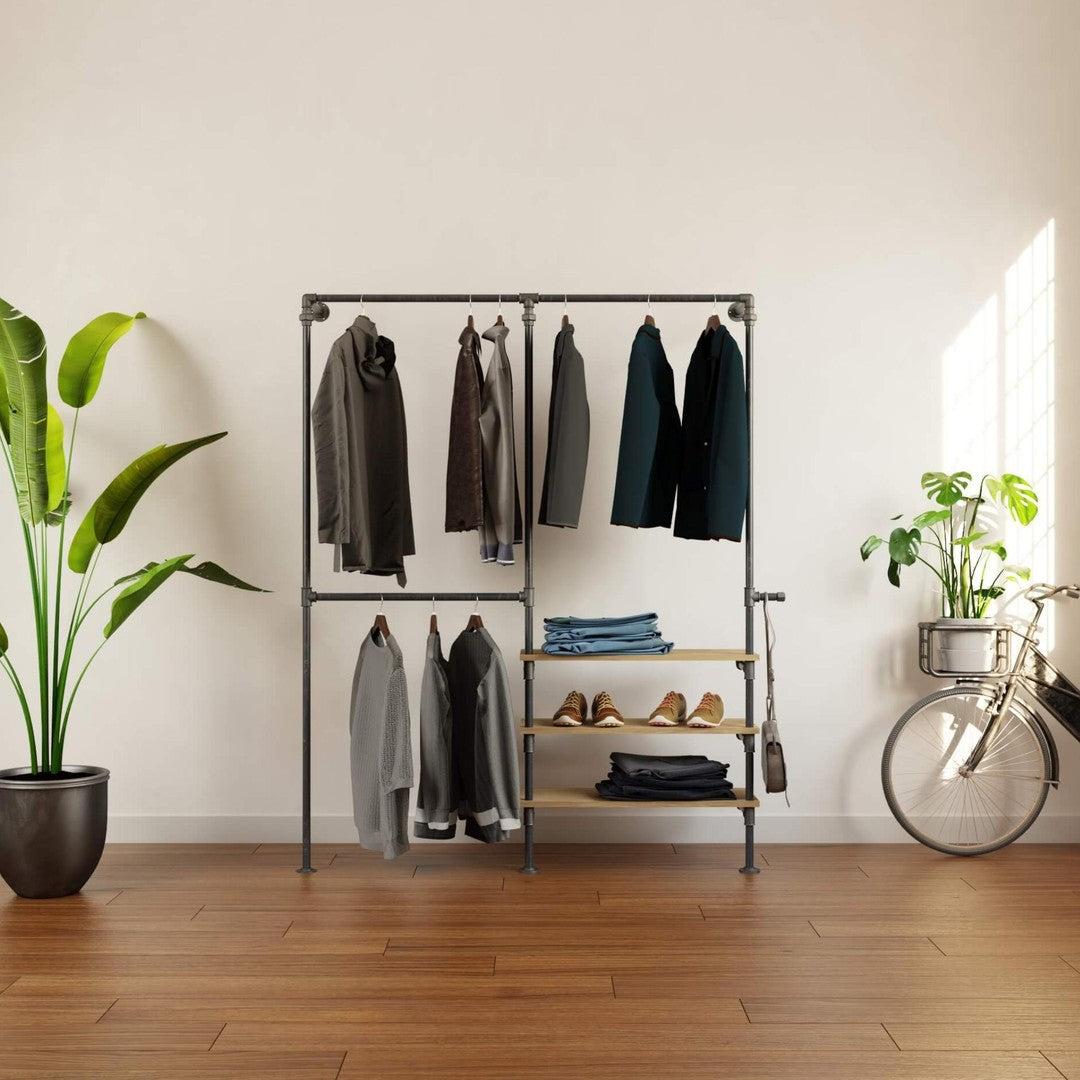 Dual Rack Shelves TwinTier Open Wardrobe - Dual Racks with Double-Tiered Design – racksflex