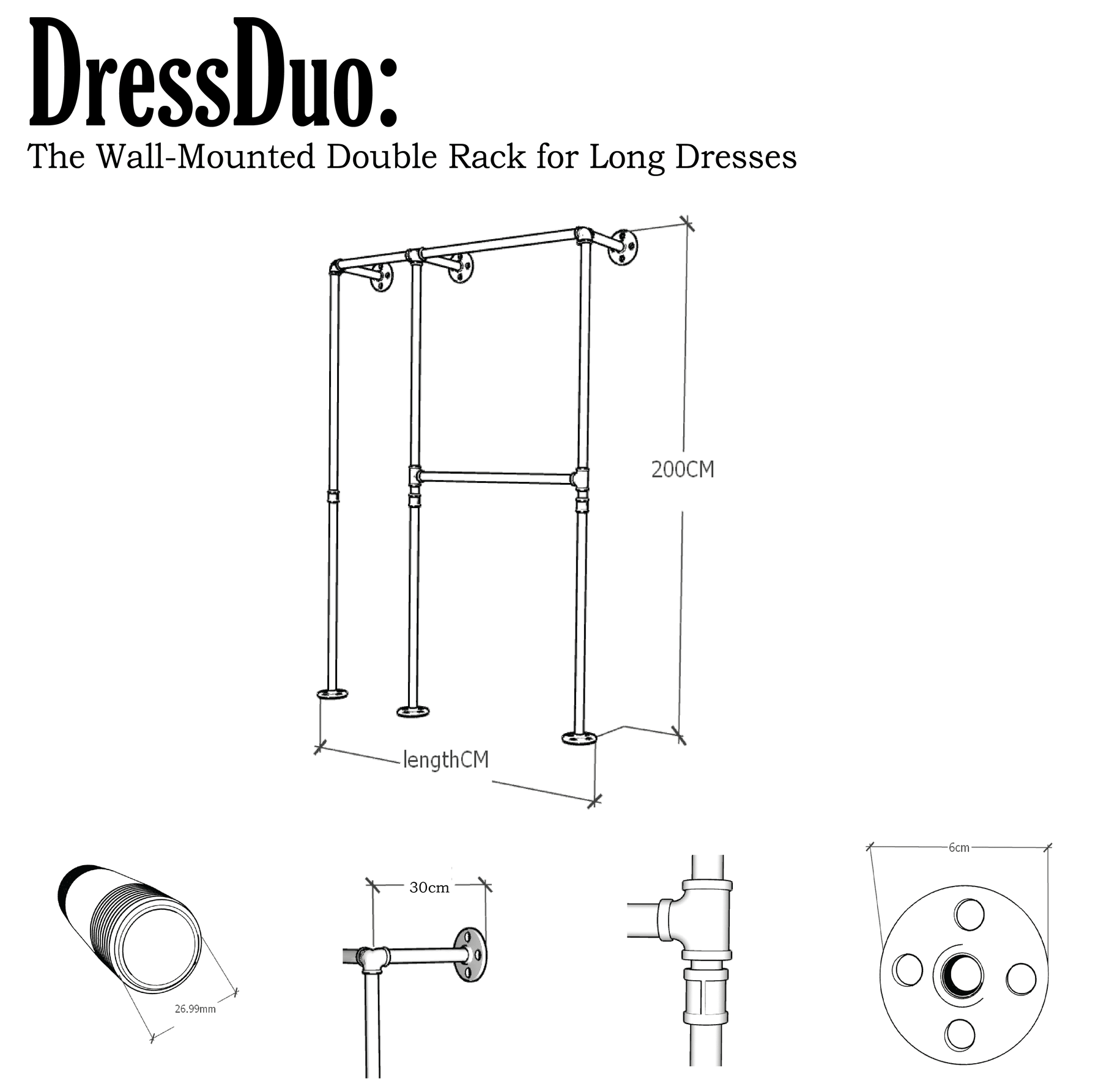 DressDuo Clothes Rack - Premium Wall-Mounted Design for Extended ...