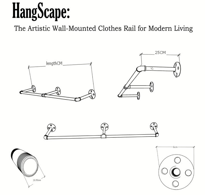 HangScape: The Artistic Wall-Mounted Clothes Rail for Modern Living