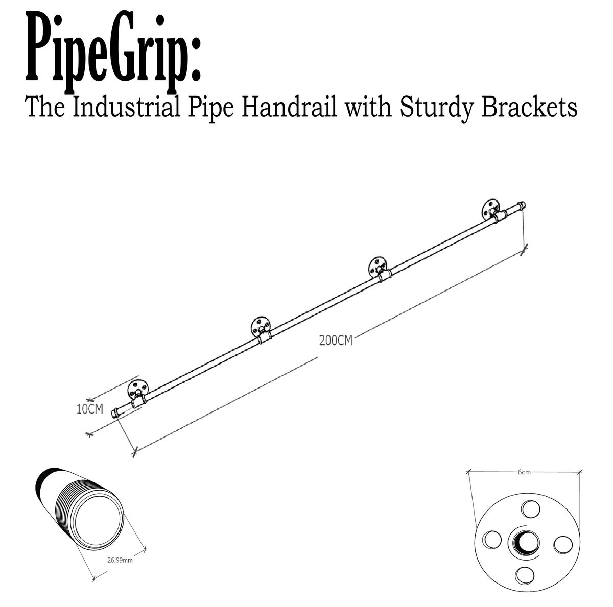 Handrail Pipe Rack PipeGrip Stair Handrail - Robust Pipe Design with Reinforced Brackets ...