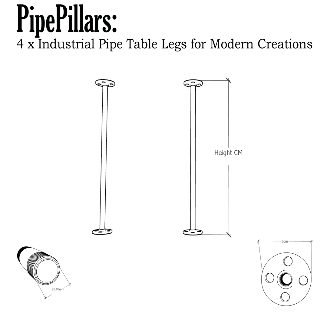 PipePillars: 4 x Industrial Pipe Table Legs for Modern Creations