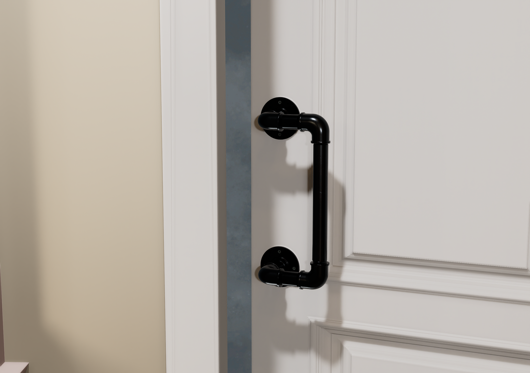 Pair Industrial Black Pipe Door Handle (D20)