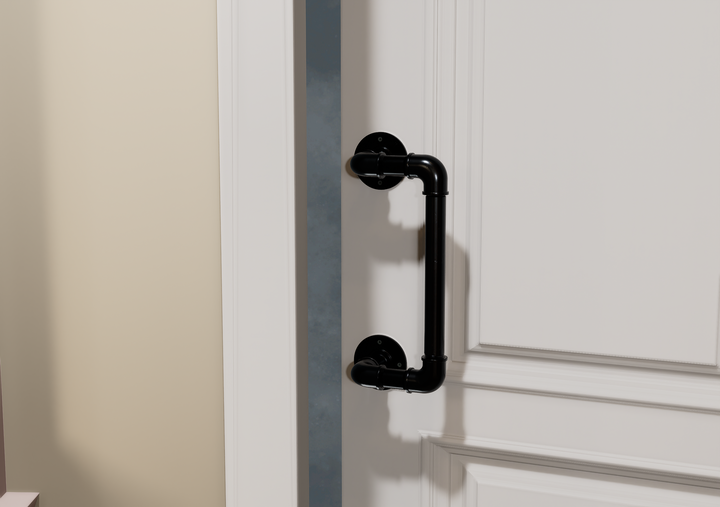 Pair Industrial Black Pipe Door Handle (D20)