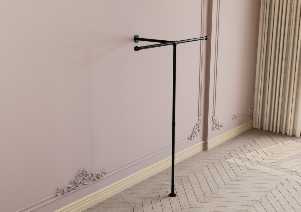Industrial Trident-Style Floor & Wall Mounted Clothes Rack (D95)