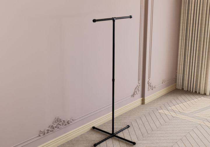 Freestanding T-Shaped Clothes Rack with 4-Leg Base (D122)
