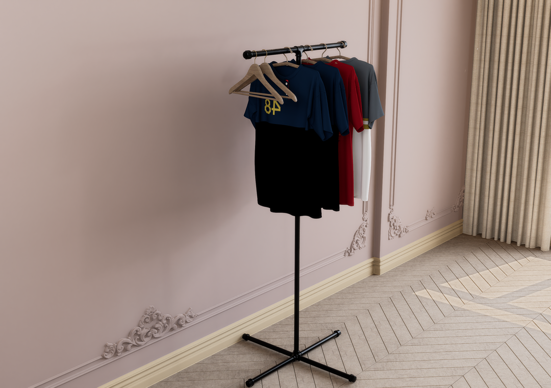 Freestanding T-Shaped Clothes Rack with 4-Leg Base (D122)