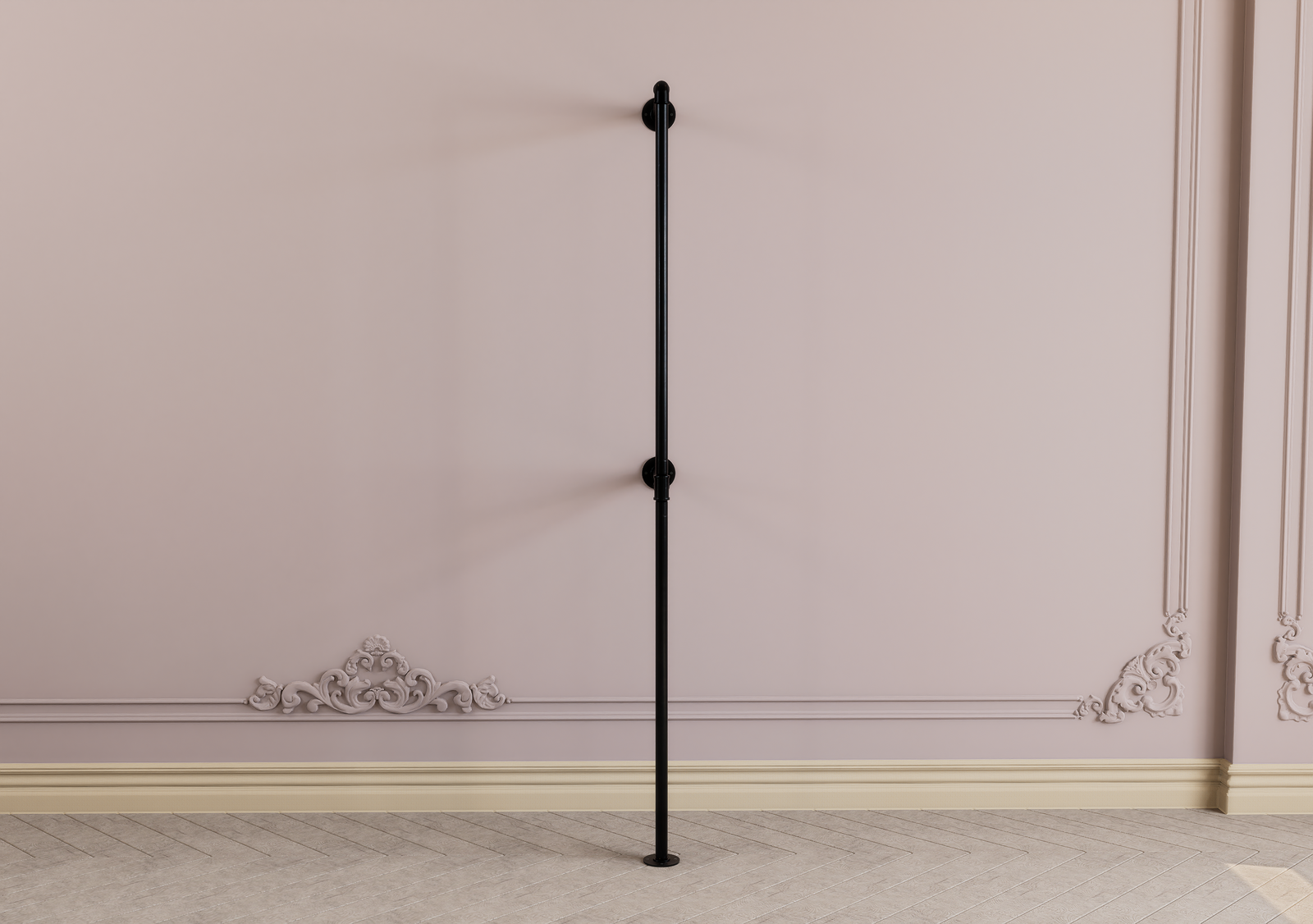 F-Shaped Wall & Floor Mounted Garment Rail (D76)