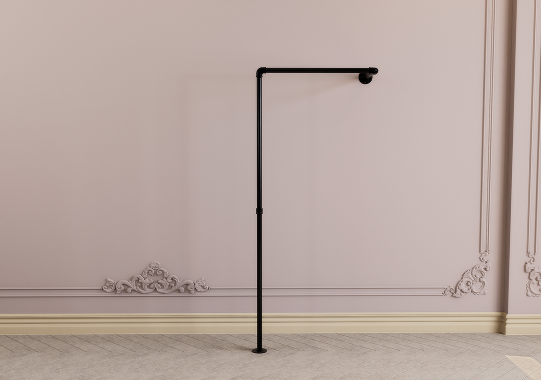 Unique Angled Industrial Pipe Wall & Floor Mounted Clothes Rack (D125)
