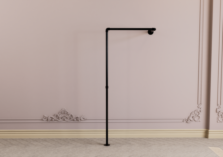 Unique Angled Industrial Pipe Wall & Floor Mounted Clothes Rack (D125)