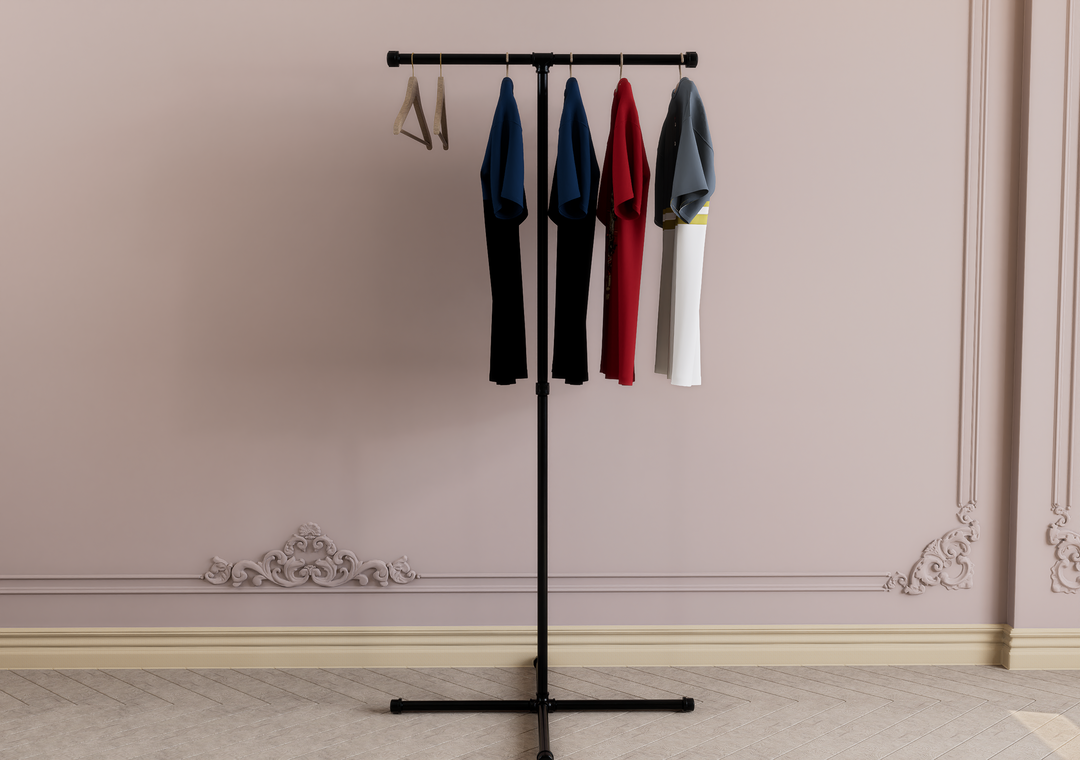 Freestanding T-Shaped Clothes Rack with 4-Leg Base (D122)