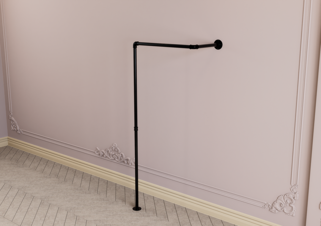 Unique Angled Industrial Pipe Wall & Floor Mounted Clothes Rack (D125)