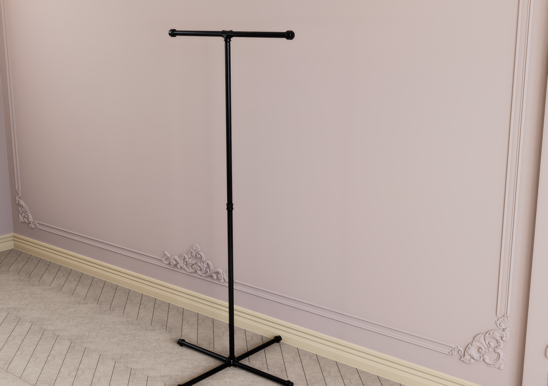 Freestanding T-Shaped Clothes Rack with 4-Leg Base (D122)