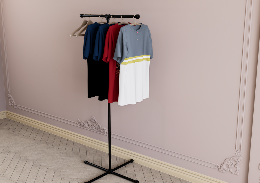 Freestanding T-Shaped Clothes Rack with 4-Leg Base (D122)