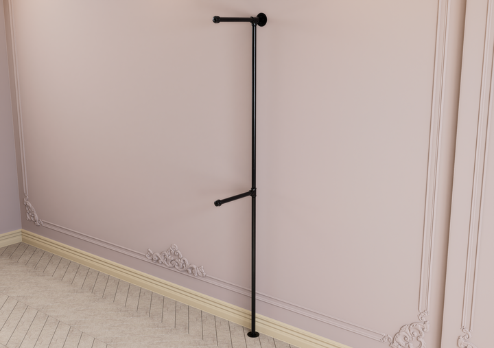 Minimalist Black Pipe Clothes Rack With Dual Hanging Arms (D23)