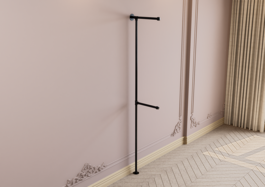 Minimalist Black Pipe Clothes Rack With Dual Hanging Arms (D23)