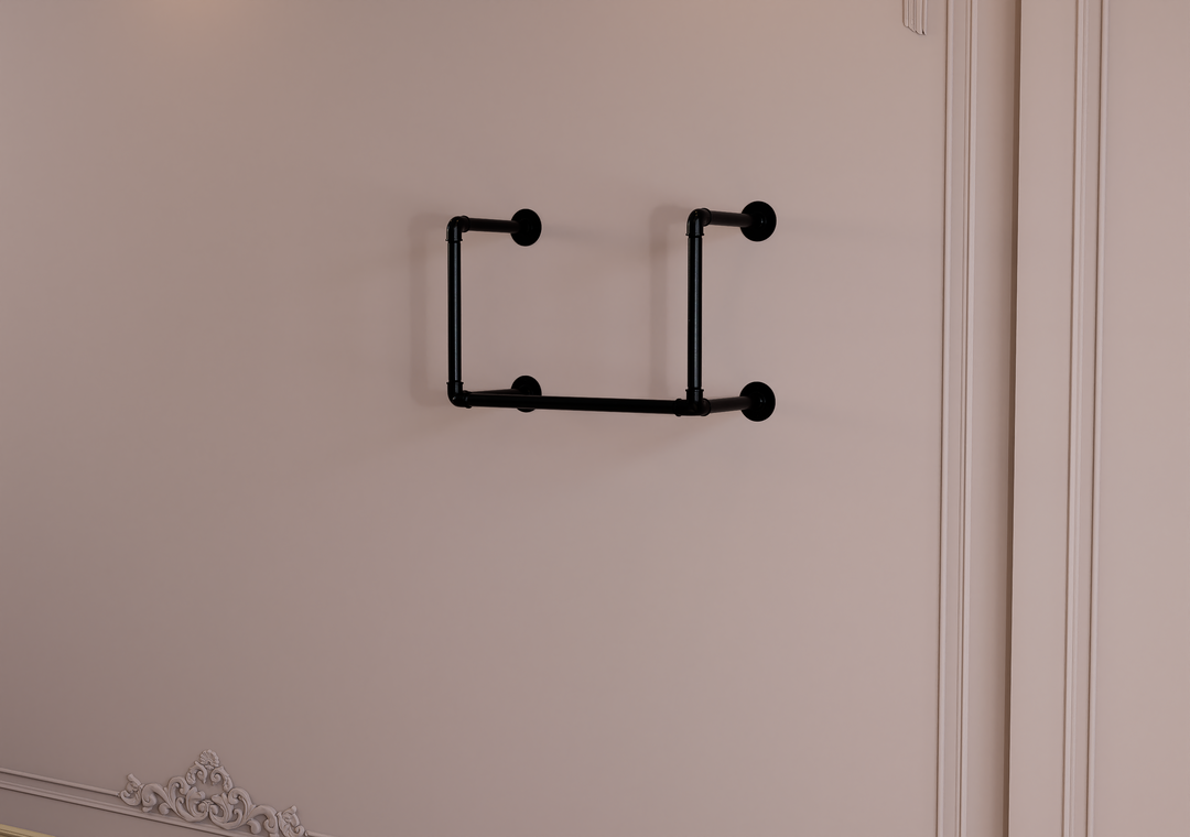 Compact Double Tier Shelf Bracket with Clothes Bar (3544)