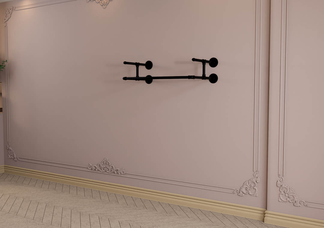 Compact Wall Shelf Bracket with Clothes Bar (3903)