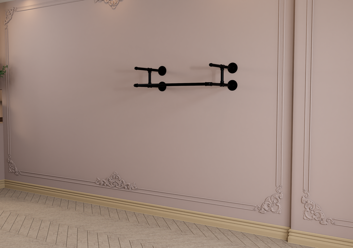Compact Wall Shelf Bracket with Clothes Bar (3903)