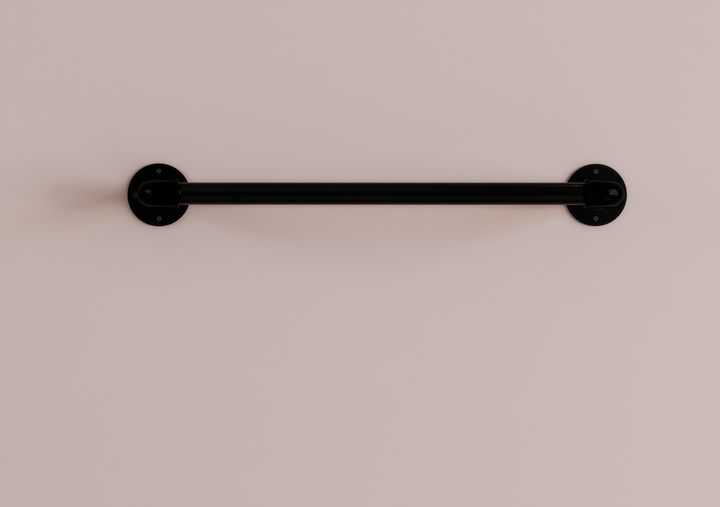 Minimal Black Pipe Towel Holder (D56)