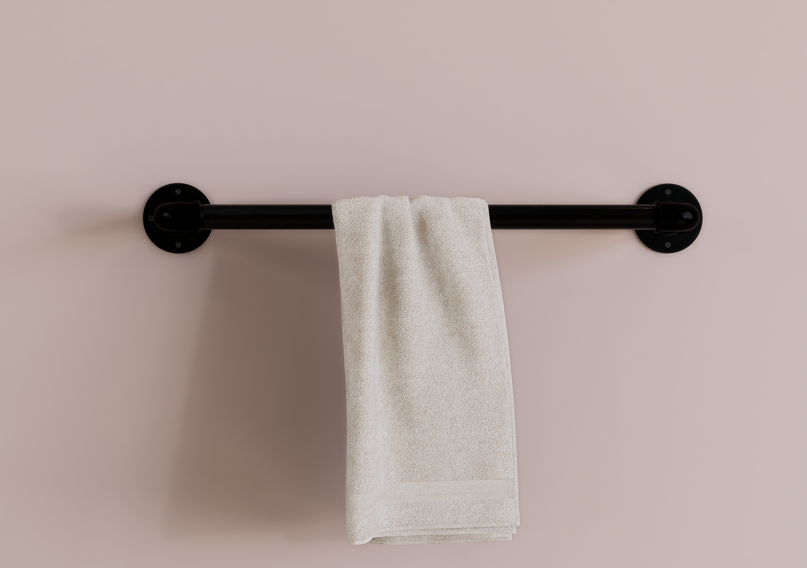 Minimal Black Pipe Towel Holder (D56)