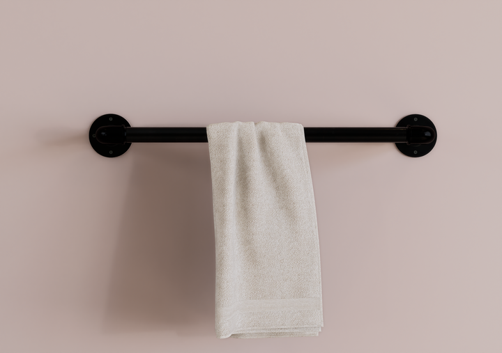 Minimal Black Pipe Towel Holder (D56)