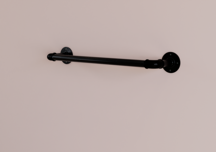 Minimal Black Pipe Towel Holder (D56)