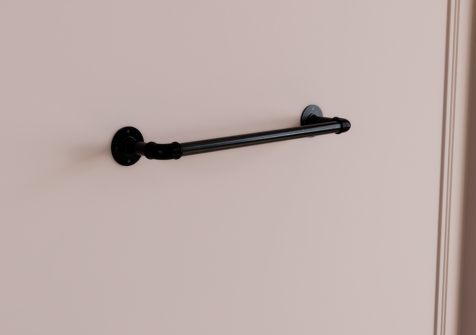 Minimal Black Pipe Towel Holder (D56)