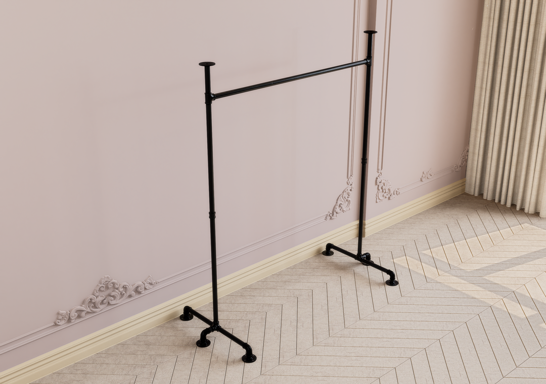 Industrial Free Standing Clothes Rack with Top Shelf (D41)