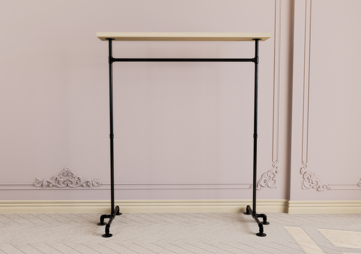 Industrial Free Standing Clothes Rack with Top Shelf (D41)