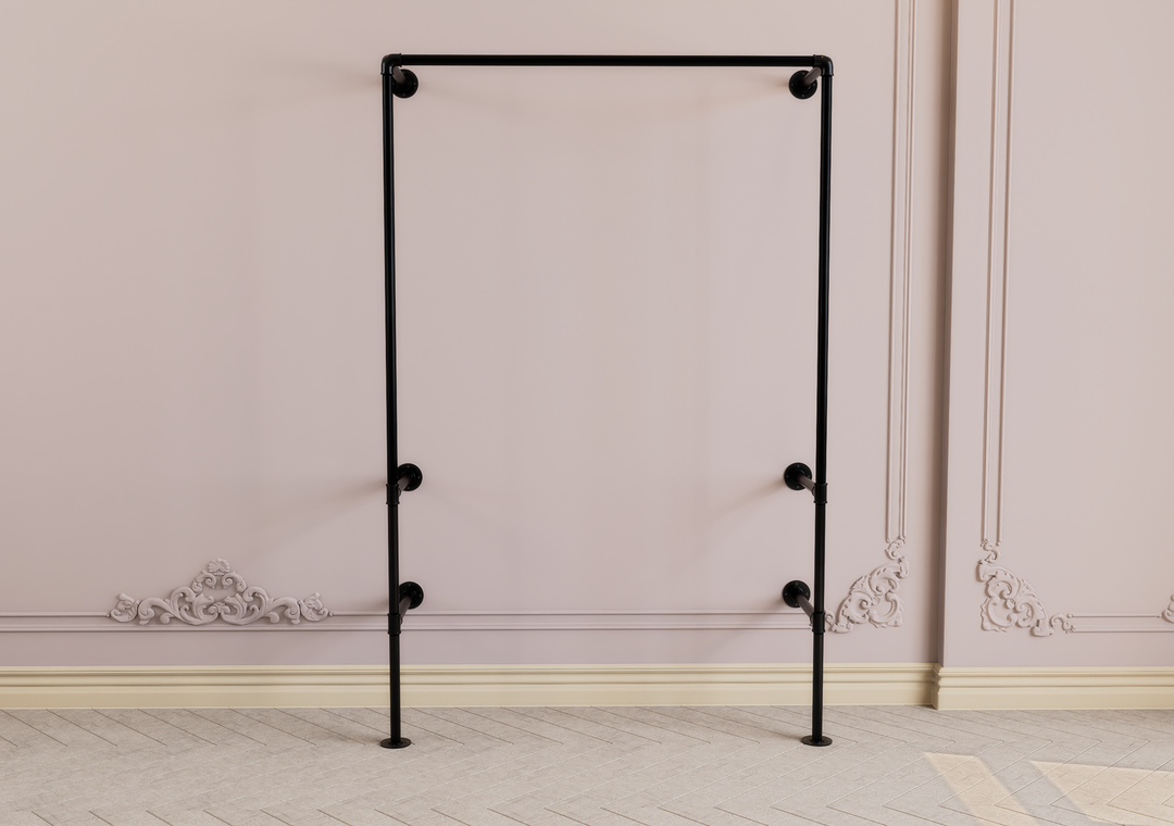 Industrial Wall & Floor Mounted Pipe Frame with Clothing Rack (D90)