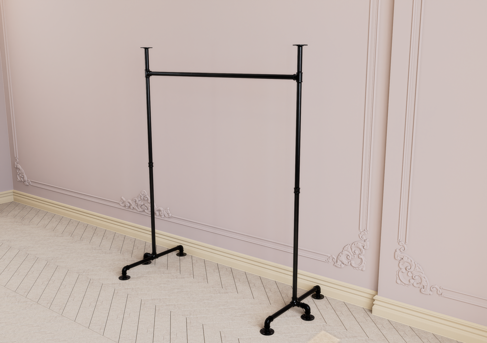 Industrial Free Standing Clothes Rack with Top Shelf (D41)