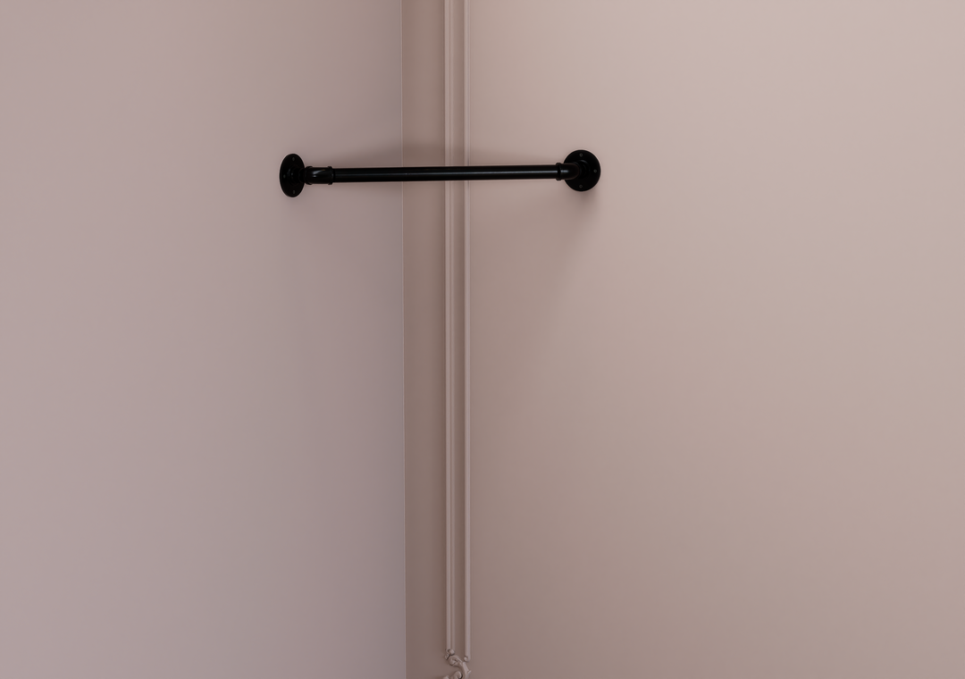 Minimal Black Pipe Corner Clothes Rack (D51)