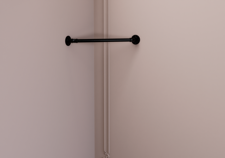 Minimal Black Pipe Corner Clothes Rack (D51)