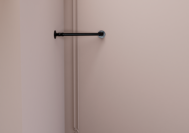 Minimal Black Pipe Corner Clothes Rack (D51)