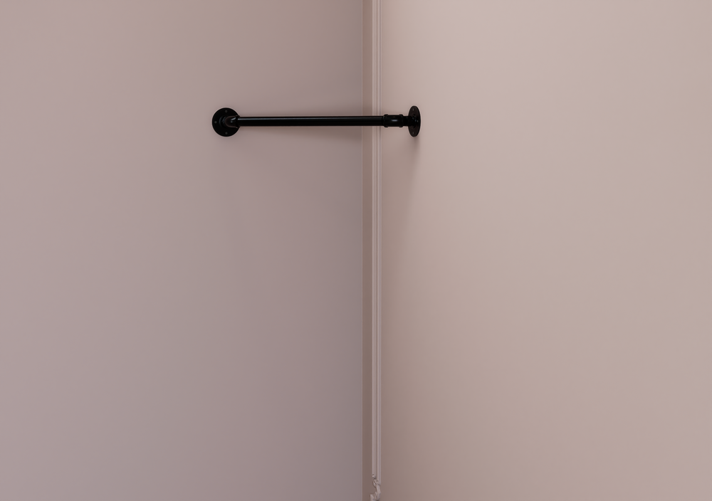 Minimal Black Pipe Corner Clothes Rack (D51)