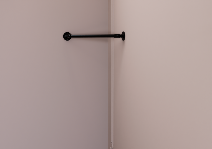 Minimal Black Pipe Corner Clothes Rack (D51)