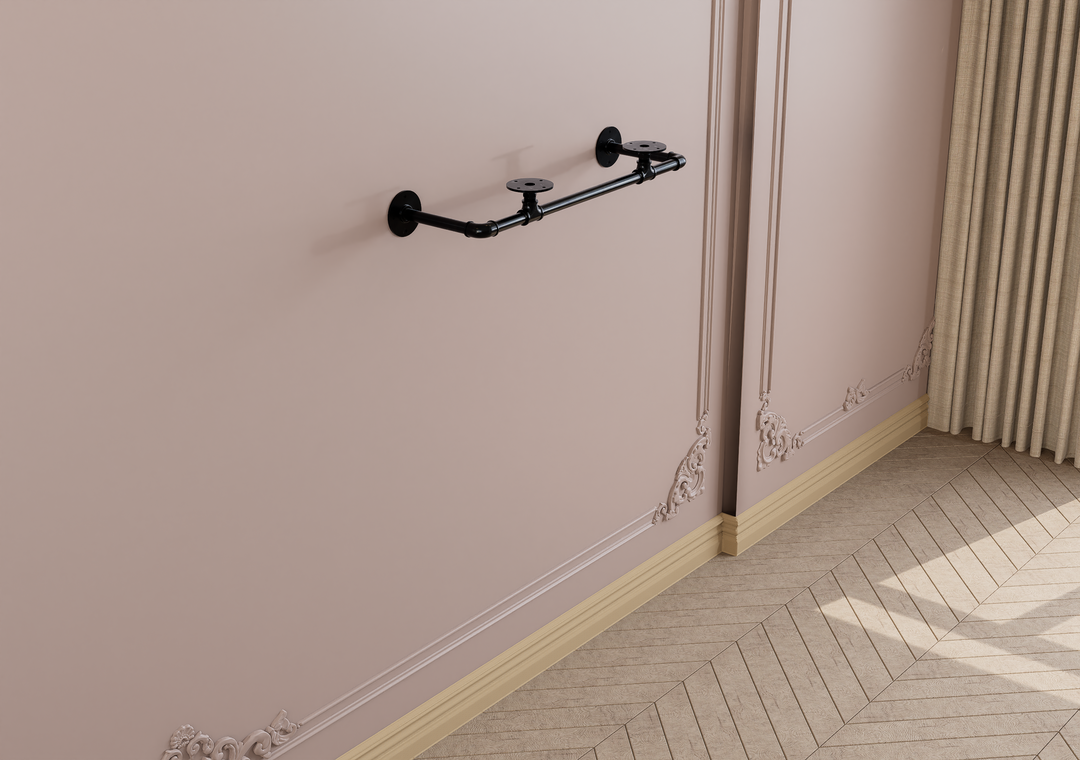 Compact Wall Mounted Clothes Rack with Shelf Bracket (1877)